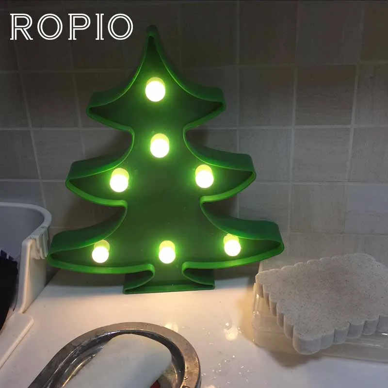 

ROPIO 3D LED Night Light Table Lamp Marquee Christmas Tree Battery Operated For Children's Room Wedding Party Birthday