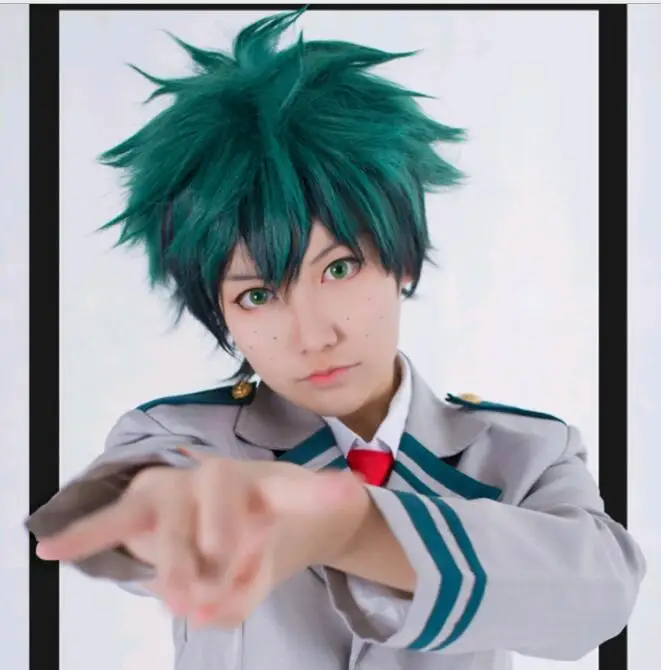 

BEST PRICE My Boku no Hero Academia Izuku Midoriya Short Green Black Heat Resistant Cosplay Costume Wig A295