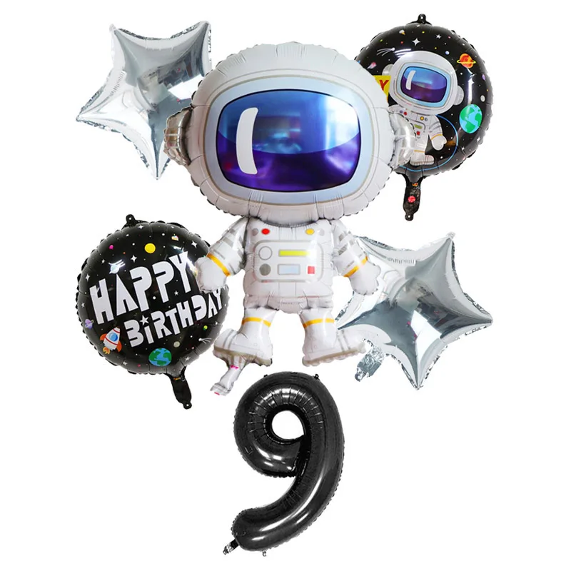 6 шт. космические вечерние шары-цифры астронавт фольга балон тема галактики вечерние Мальчик Дети Декор для вечеринки в честь Дня Рождения гелиевые шары - Цвет: Number Kit 9