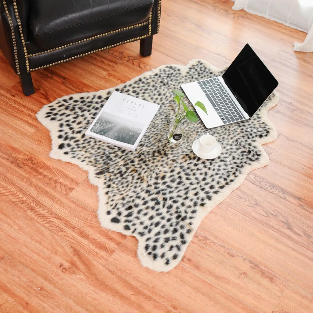 

140X200CM Animal Print Carpet Zebra Leopard Faux Skin Leather Carpets for Living Room Soft Fur Decoration Rug and Mat