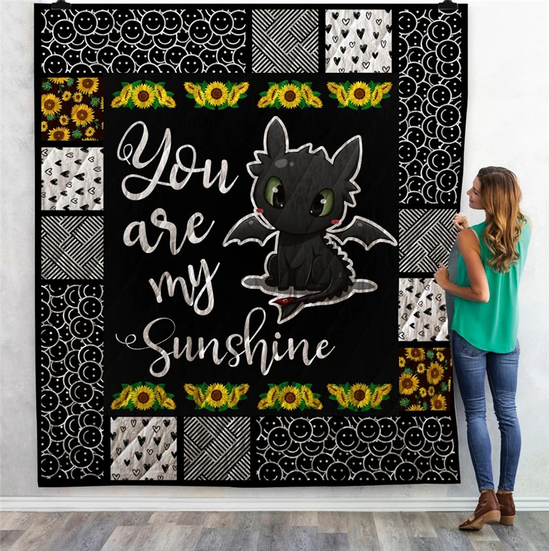 

How to Train Your Dragon Print Quilt For Kids School Adults Bed Soft Warm Thin Blanket Cotton Quilt King Size Wholesale Custom