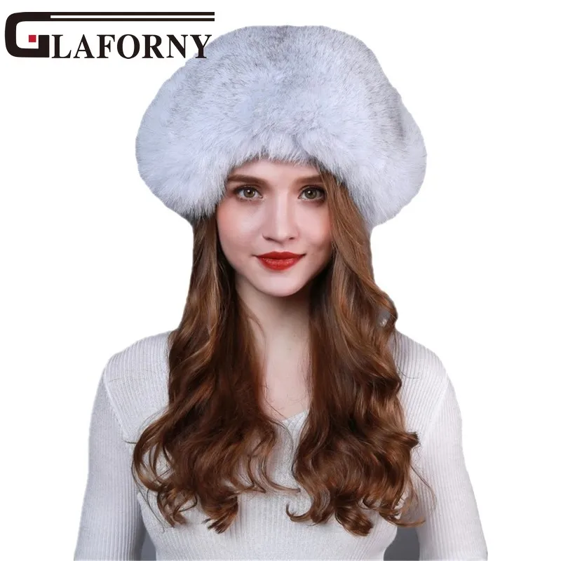 Шапка из лисьего меха Glaforny модная меховая защита для ушей русских женщин 2018