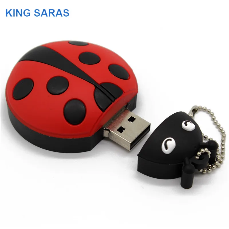 Король SARAS с мультипликационным принтом «Жук», модель usb2.0 4 GB/8 GB/16 GB/32 GB/64 ГБ флэш-накопитель USB флэш-накопитель креативный Подарочный флэш-Стик Pendrive