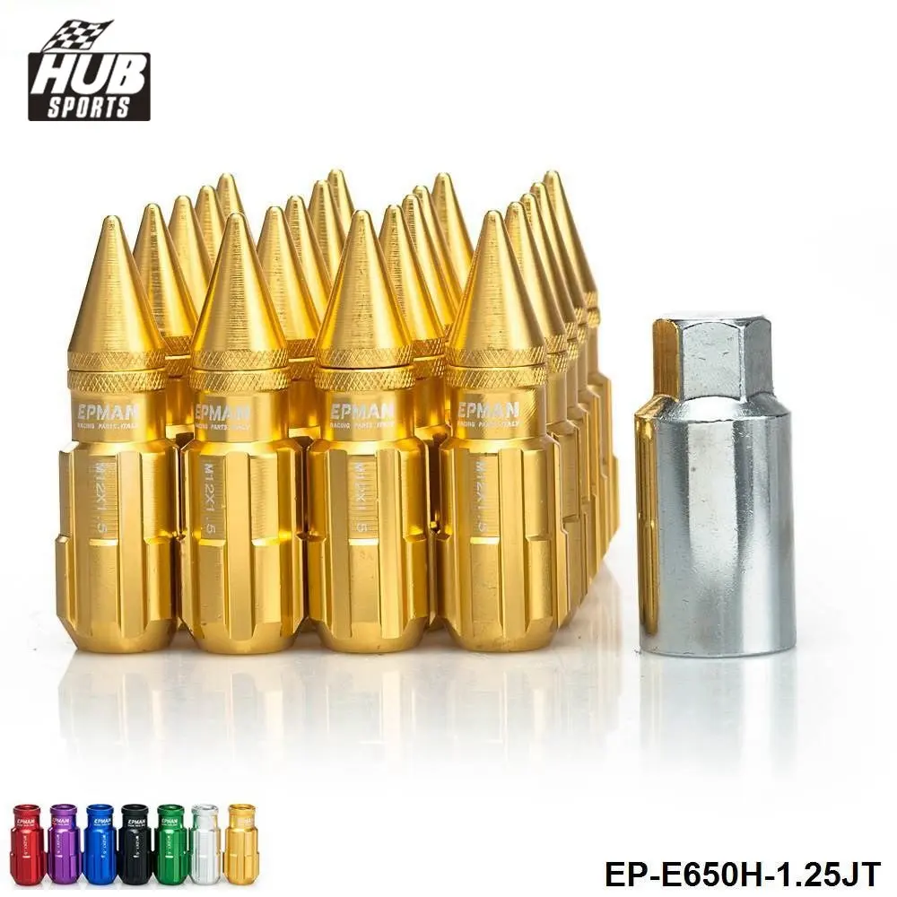Racing Aluminum Lock Locking Lug Nuts With Spikes 20pcs 12x1.25 W/Key For Nissan Subaru Suzuki HU-E650H-1.25JT