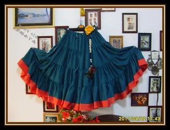 

cotton 4tiered 18yards Ats Gypsy tribal belly dance skirt with border EI27
