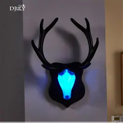 Арт-деко голова оленя светодиодный настенный светильник для ktv бар проход креативная гостиная украшение АБС рога настенные бра свет