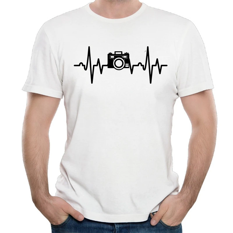 Heartbeat камеры футболки мужские новые летние с коротким рукавом хлопковые модные