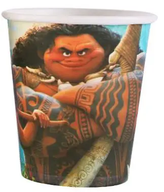 Moana бумажные тарелки чашка, вилка ложка приглашение Tablecover торт Топпер сумка коробка шар праздник для вечеринки, дня рождения фестиваль подарки - Цвет: Cups X10