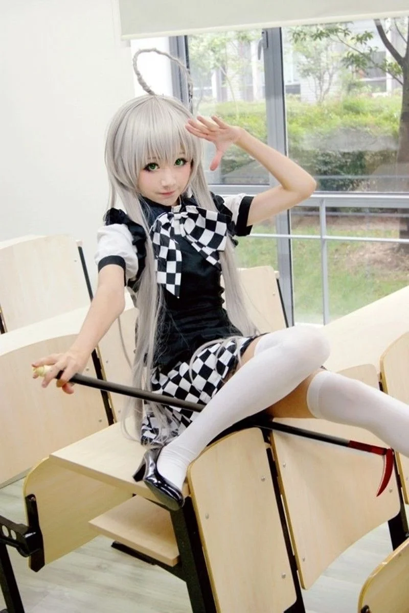 Костюм горничной из аниме Haiyore! Черно белая юбка Nyaruko san платье в сетку костюмы для