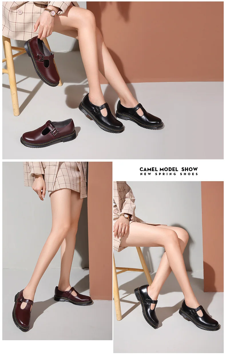 CAMEL/Женская обувь новые женские туфли-лодочки в стиле ретро английский пряжка-держатель на низком каблуке удобные женские весенние сандалии