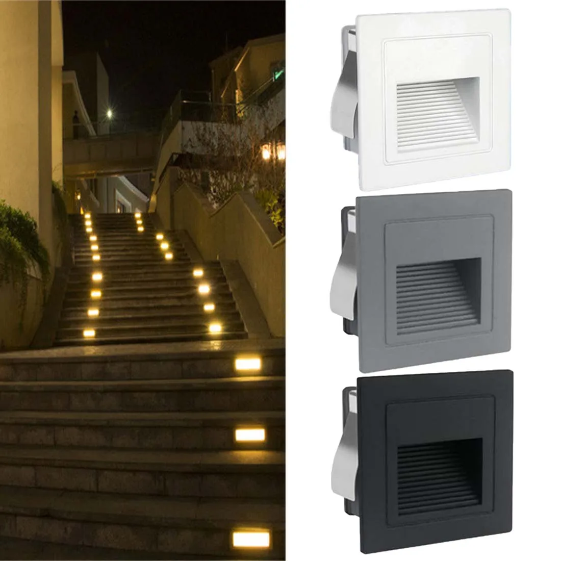 

1pc Indoor PIR Motion Sensor LED Stair Light Infrared Human Body Induction Lamp Recessed Steps Ladder Wall Lamps LED Night Light