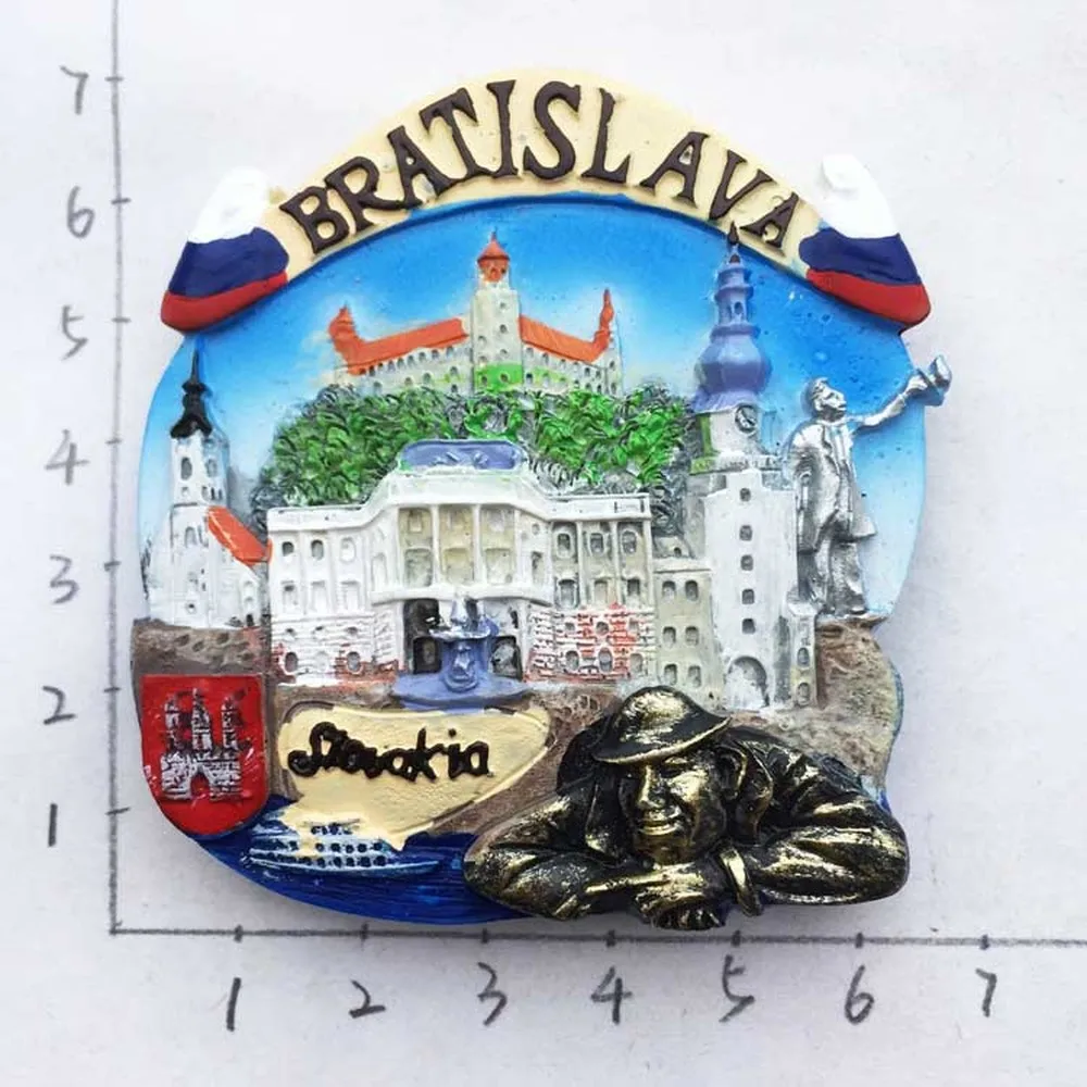 

BABELEMI Resin 3D Slovakia Bratislava Travel Tourist Souvenirs Refrigerator Magnets Fridge Magnet Home Decor