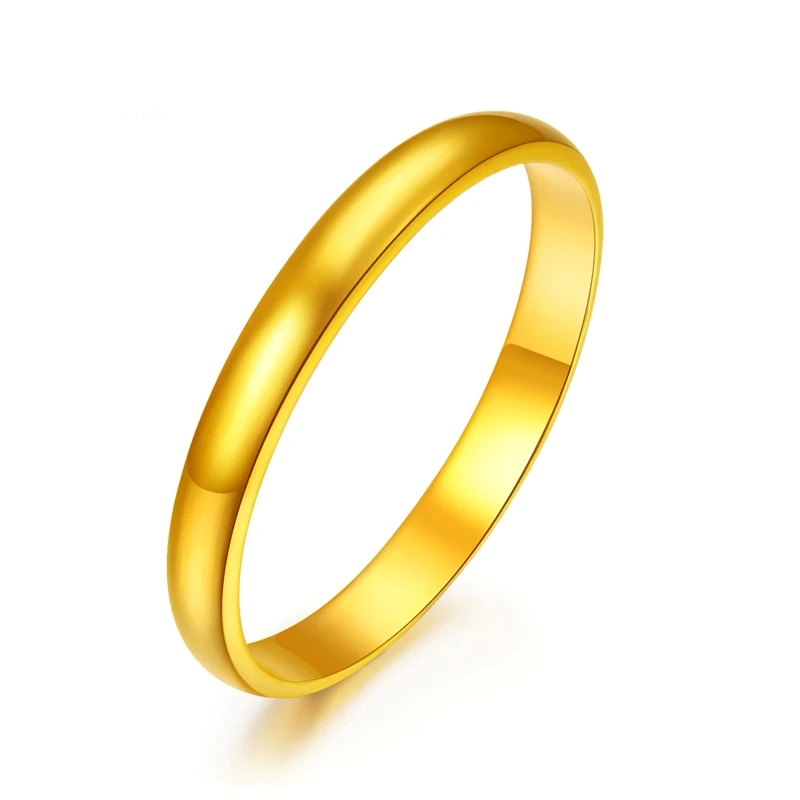 

New Pure 999 24K Yellow Gold Band Women Lucky Smooth Ring Size US 6 2-2.5g