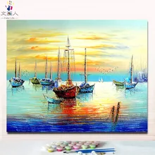 DIY картины по номерам красочные морской пейзаж Парусник картины краски по номерам с цвета на холсте 40x50 в рамке или Безрамное