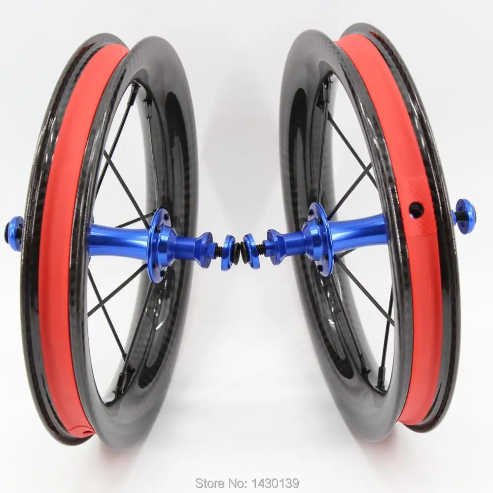 Cheap Newest 12" inch 25mm Slide car Push bike Scooter twill 3K full carbon fibre bicycle wheelset carbon clincher rims 12er Free ship 4