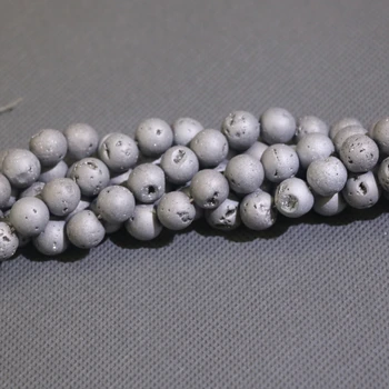

2018 New Fashion 8/10/12mm Natural ball stone Metallic Titanium Coated Bead Druzy Agates Necklace DIY Jewelry Making Accessories