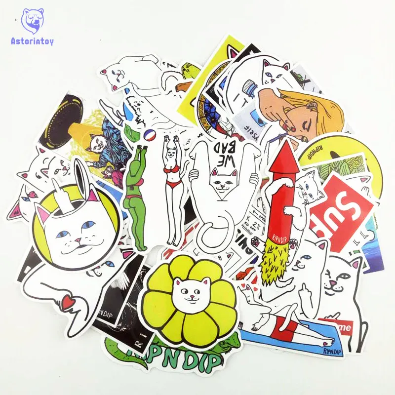 50pcs 1lot Funny Ripndipp Sticker Creative Personality Waterproof Rip N Dip Laptop Sticker for Finger Skateboard