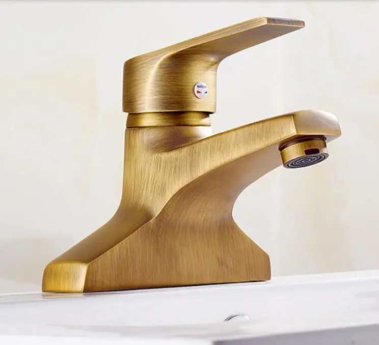 Antique Brass Finished Deck Mounted Bathroom Sink Faucet Single Handle/Dual Hole Mixer Tap Antique Brass Finished Deck Mounted Bathroom Sink Faucet Single Handle/Dual Hole Mixer Tap