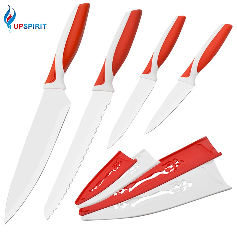 UPSPIRIT Stainless Steel Kitchen Knives 4 4.5 8 inch Chef Bread knife Utility Multi Paring Fruit Knives Cover Japanese Knife Set