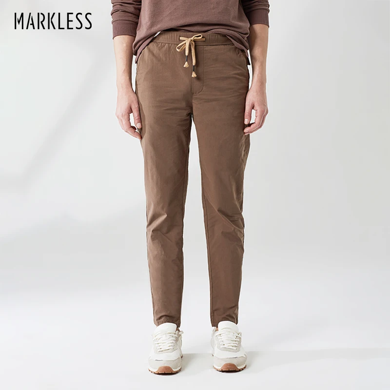 

Markless Casual Pants Men 2019 Spring Solid Color Middle Waist Men Trousers CLA9823M