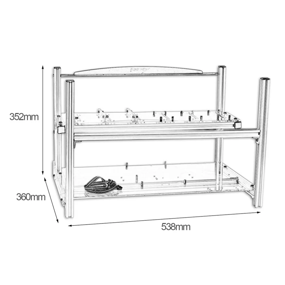Multifunctional Heat Dissipation GPU Mining Frame Case Stackable Design Aluminum Acrylic Insulation Mining Frame Case