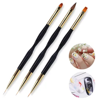 

3 Pcs Dual Ends Nail Art Acrylic Liquid Powder UV Gel Extension Brush Flower Painting Drawing Liner Pen Brush Manicure Tool