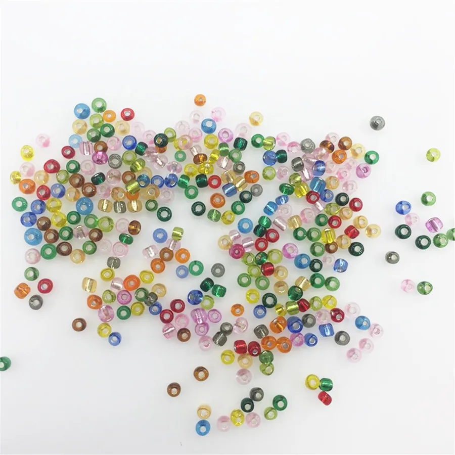 2/4mm 20g Mix Color Round Beads Silver Lined Glasss Spacer Beads for Jewelry Making DIY Necklace Bracelet Crafts for Needlework