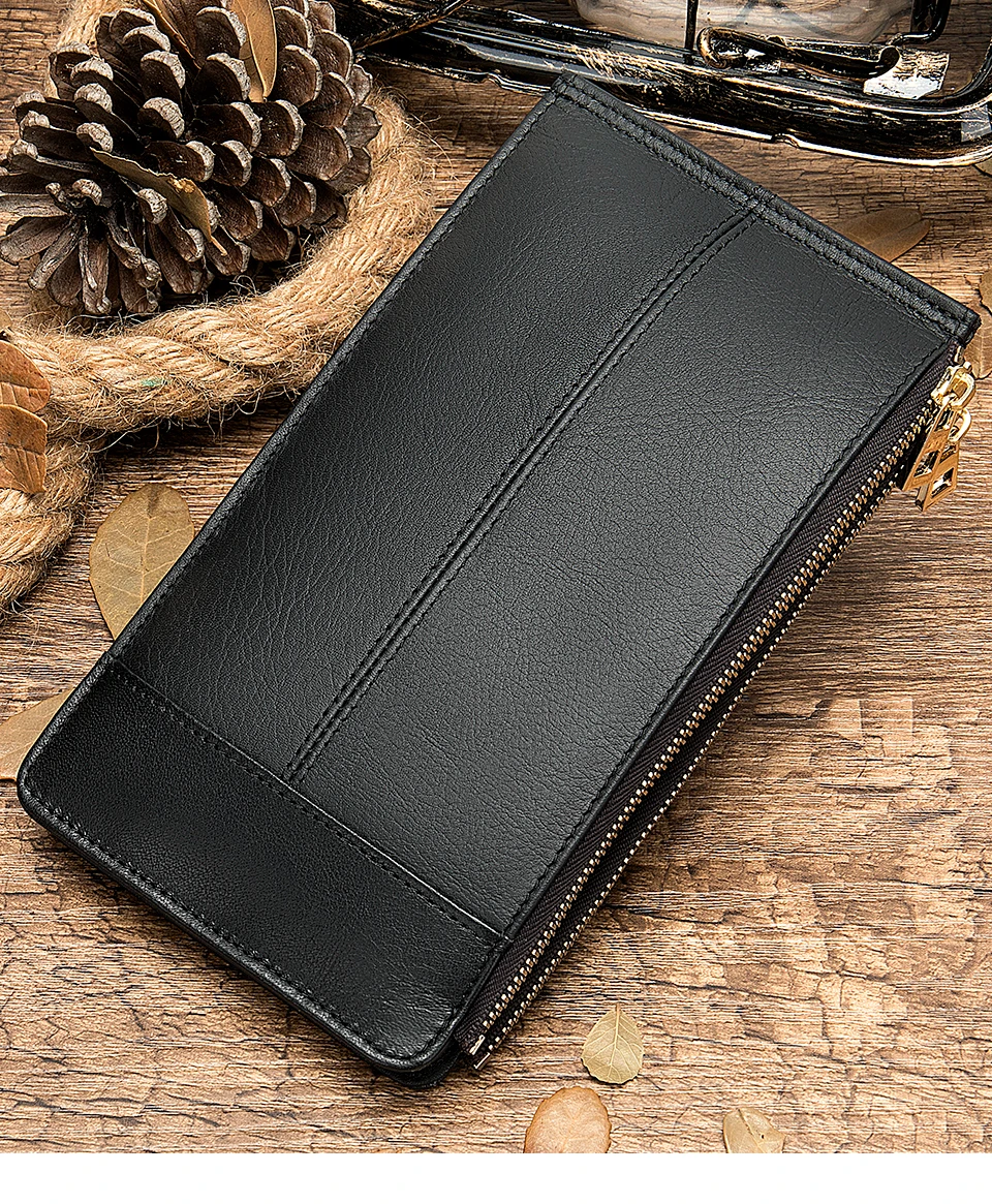 18 Men's Wallet Genuine Leather Wallet Male Clutch Credit Card Holder Money Bag Male Long Coin Purse for Men Wallets