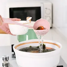 2 в 1 ложка с фильтром ложки с длинной ручкой, Еда Класс ложки, пшеница соломенная посуда Творческий дом Кухня дуршлаг инструмент