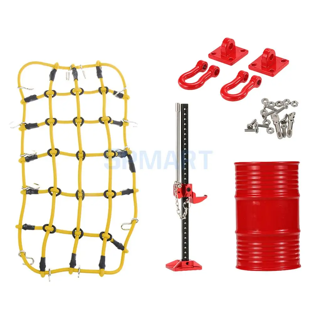 

1/10 Hi-lift Jack+Luggage Net+Lift Jack+Shackle for Axial SCX10 D90 D110 TF2 RC Car Model
