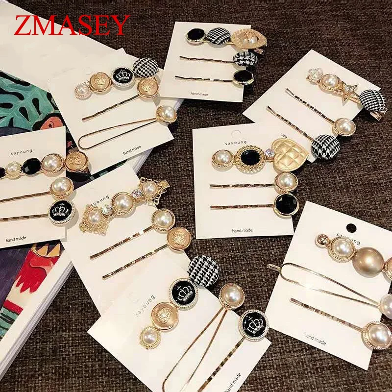 

New Pearls Hair Clips set for Women Fashion Sweet Imitation Korean Style Hairpins Alloy BB Headmade Girls INS Hair Accessories