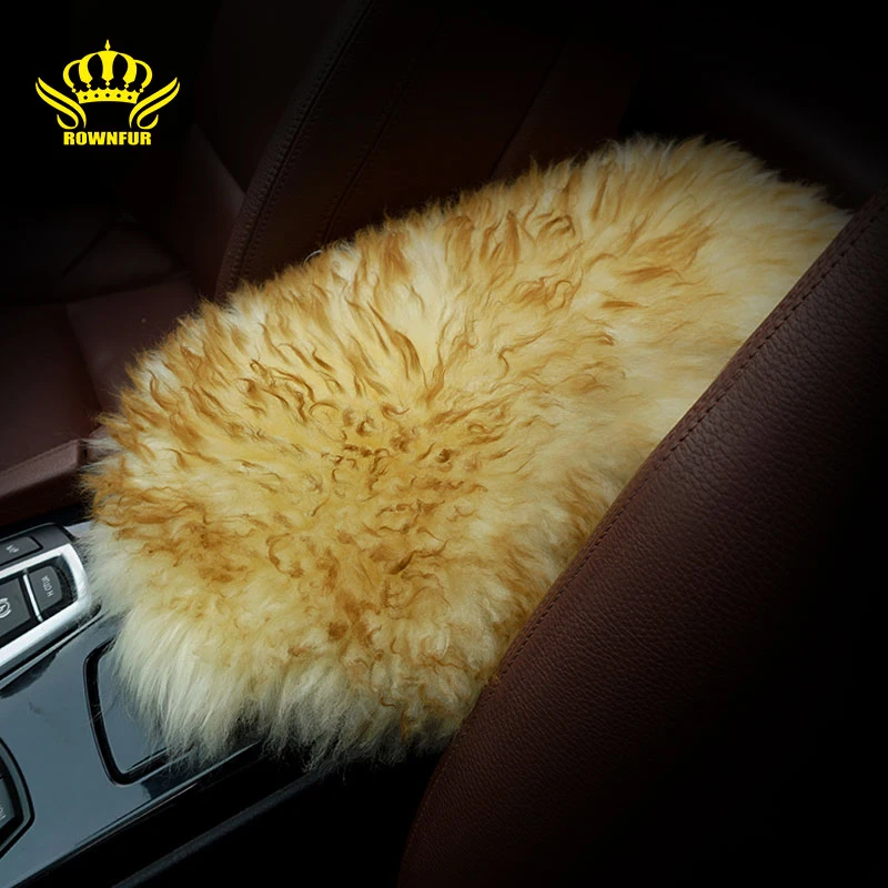 New Warm Fur Car Armrest Covers Universal Australian Sheepskin Car