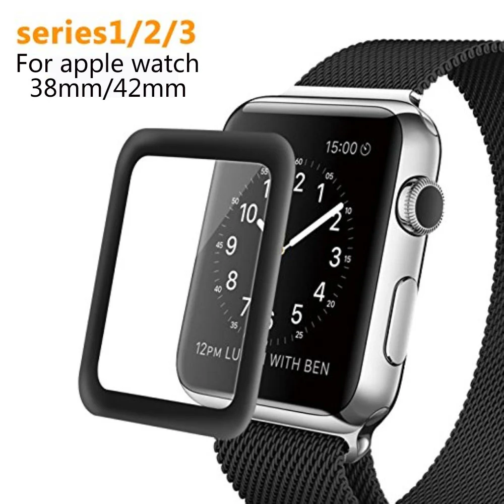 Full Cover 3D Curved Black for Apple Watch 38mm 42mm Series 3 2 1 Plating Tempered Glass Edge Screen Protector Movies for iwatch Full Cover 3D Curved Black for Apple Watch 38mm 42mm Series 3 2 1 Plating Tempered Glass Edge Screen Protector Movies for iwatch