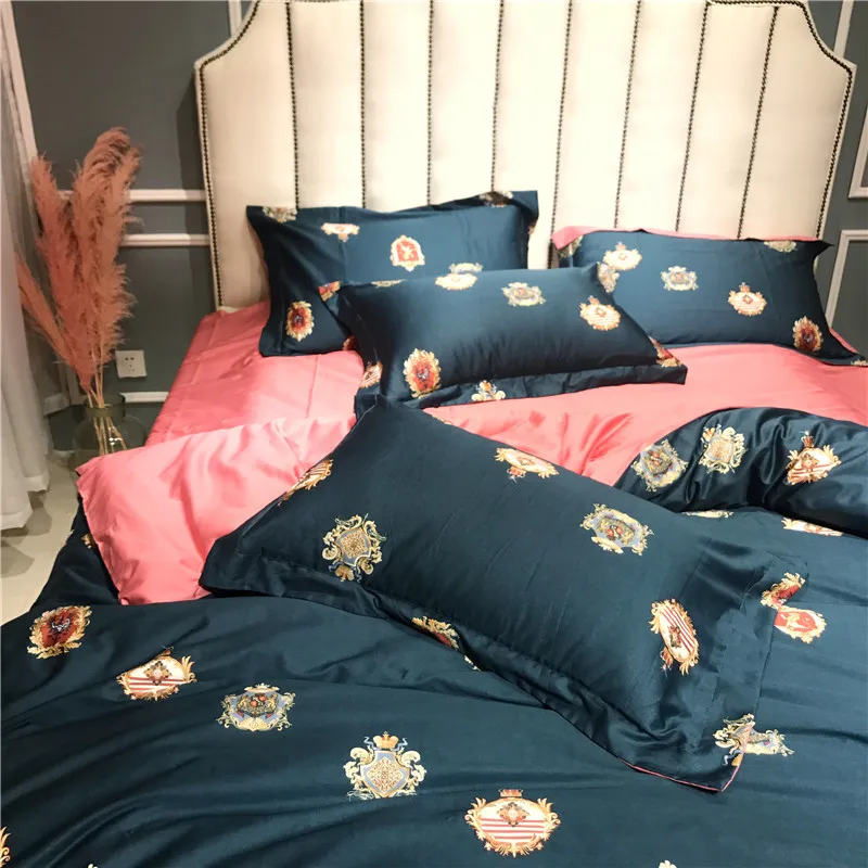 Egyptian cotton Bed Set Duvet Cover Bed Sheet adults Cover Set Home Textile red color Bed Linens 4pcs Bedding Sets 12 IMG_6046