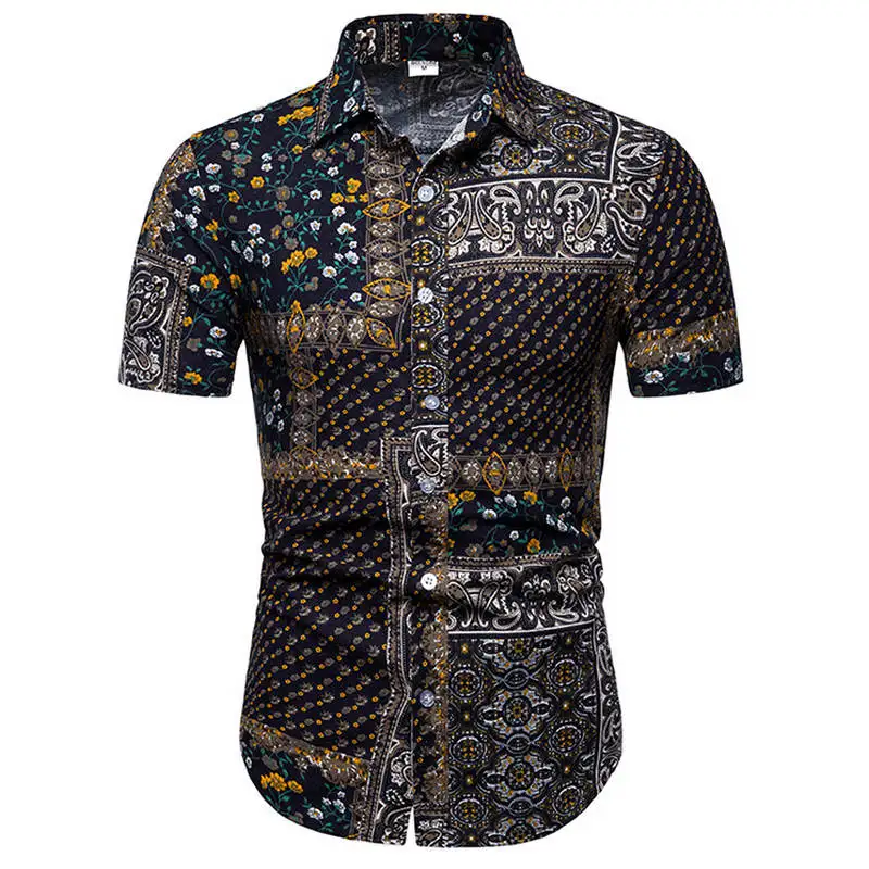 Мужская гавайская рубашка, мужская повседневная рубашка с принтом, пляжные рубашки с коротким рукавом, брендовая одежда,, Азиатский Размер 5XL - Цвет: TC29