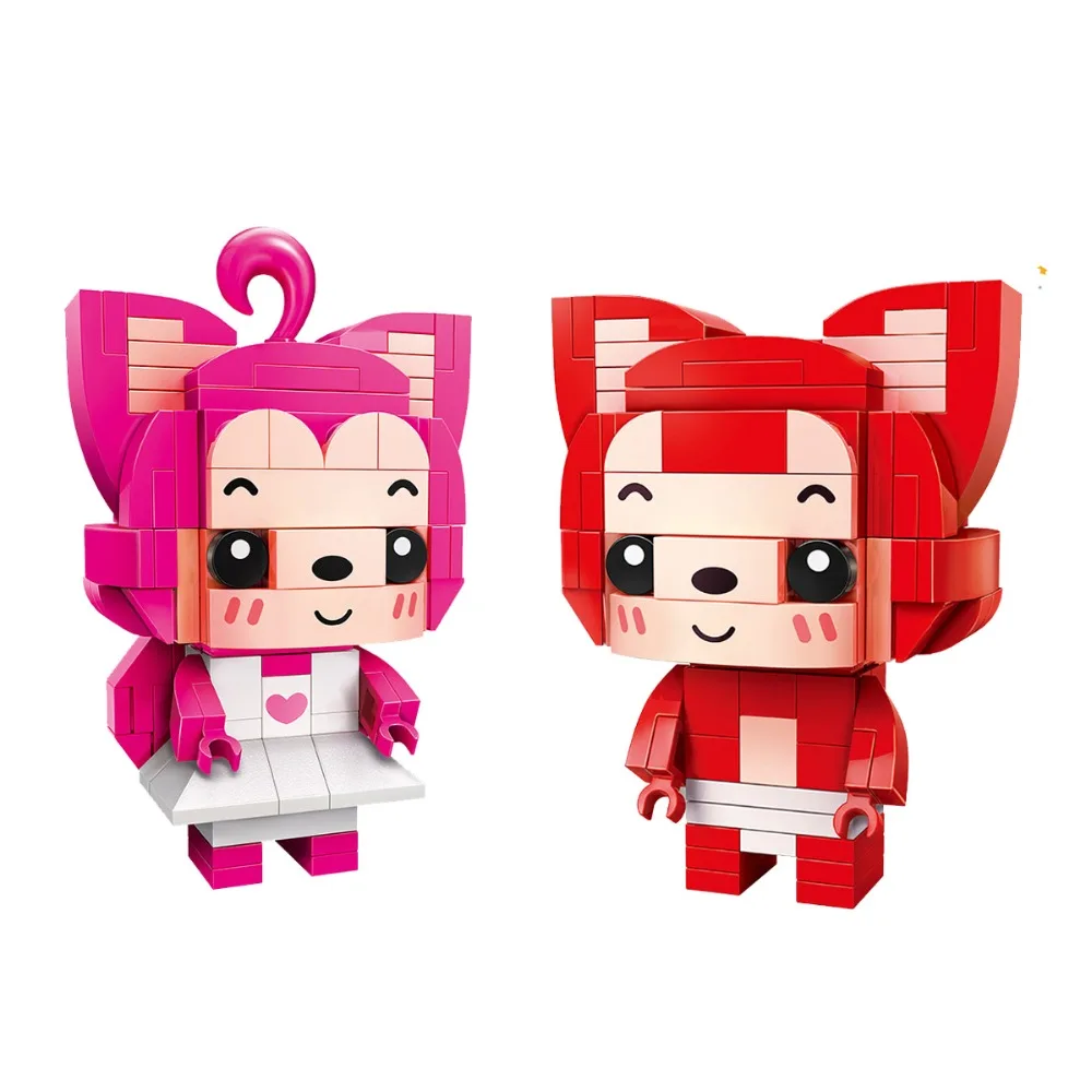 Просветите идеи строительного блока Brickheadz лиса Али Peach Friends картонная кукла