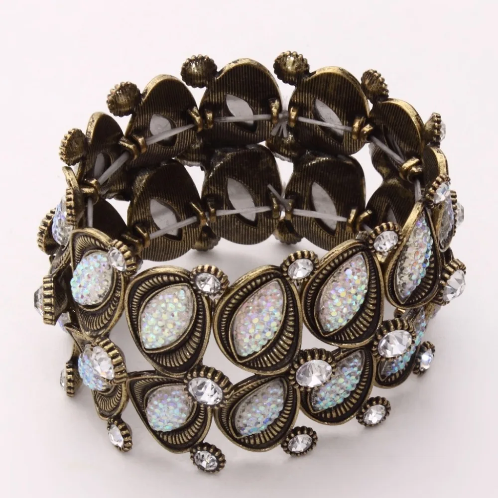 Богемский стиль, винтажные браслеты с кристаллами, женский эластичный браслет с узором в виде глаз, широкие браслеты, модные ювелирные изделия, аксессуары Pulseiras