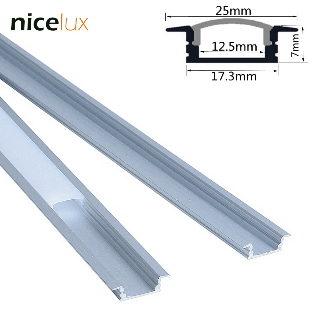 

10pack 1.6ft 0.5m/pack Embeded LED Strip Aluminum Channel Profile for 8mm 10mm 12mm 3528 5050 LED Bar Light Housing with Cover
