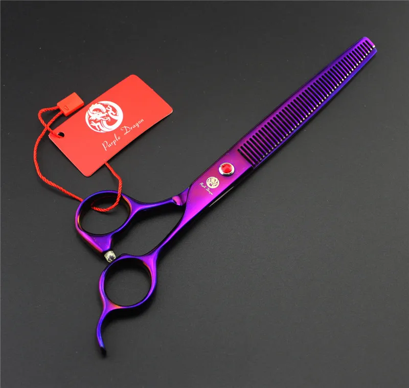 Фиолетовый 8 дюймов Экономичные профессиональные ножницы для ухода за домашними животными наборы ножницы для домашних животных, прямые и истонченные и изогнутые ножницы в 1 комплект