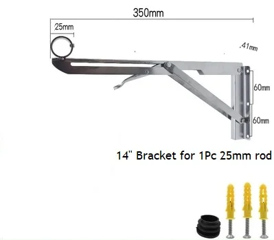 2 шт.(1 пара)/лот настенное крепление из Нержавеющей Стали Угловой складной кронштейн поддержка для подвешивания 25 мм " 32 мм 1-1/4" труба трубы Displayi - Цвет: Folding 14 25 Single
