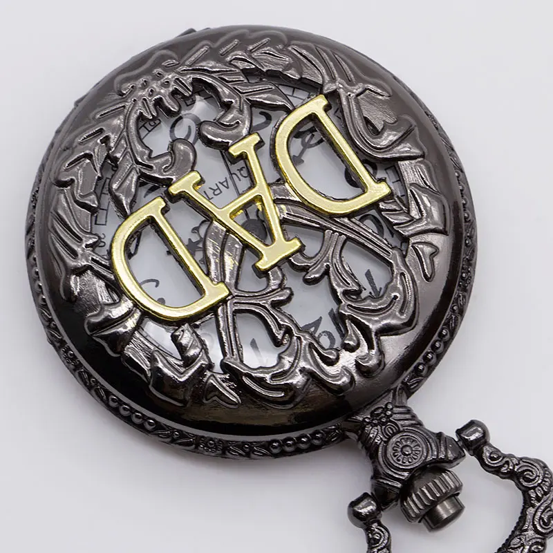 Ретро стимпанк полые папа кварцевые карманные часы цепь кулон ожерелье reloj de bolsillo мужские подарок для папы CF1012