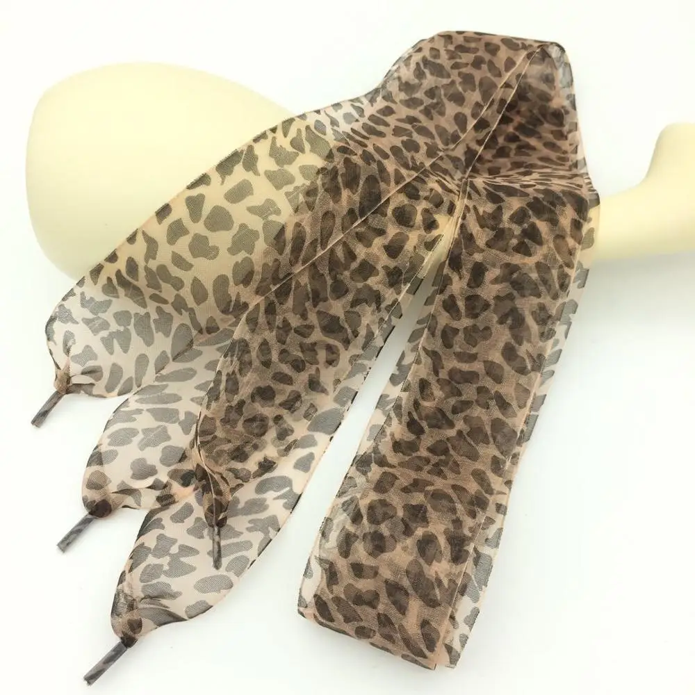 

Hot Selling Cheap Price Chiffon Leopard Print 110cm Shoelace For Sneakers and Leather Shoes
