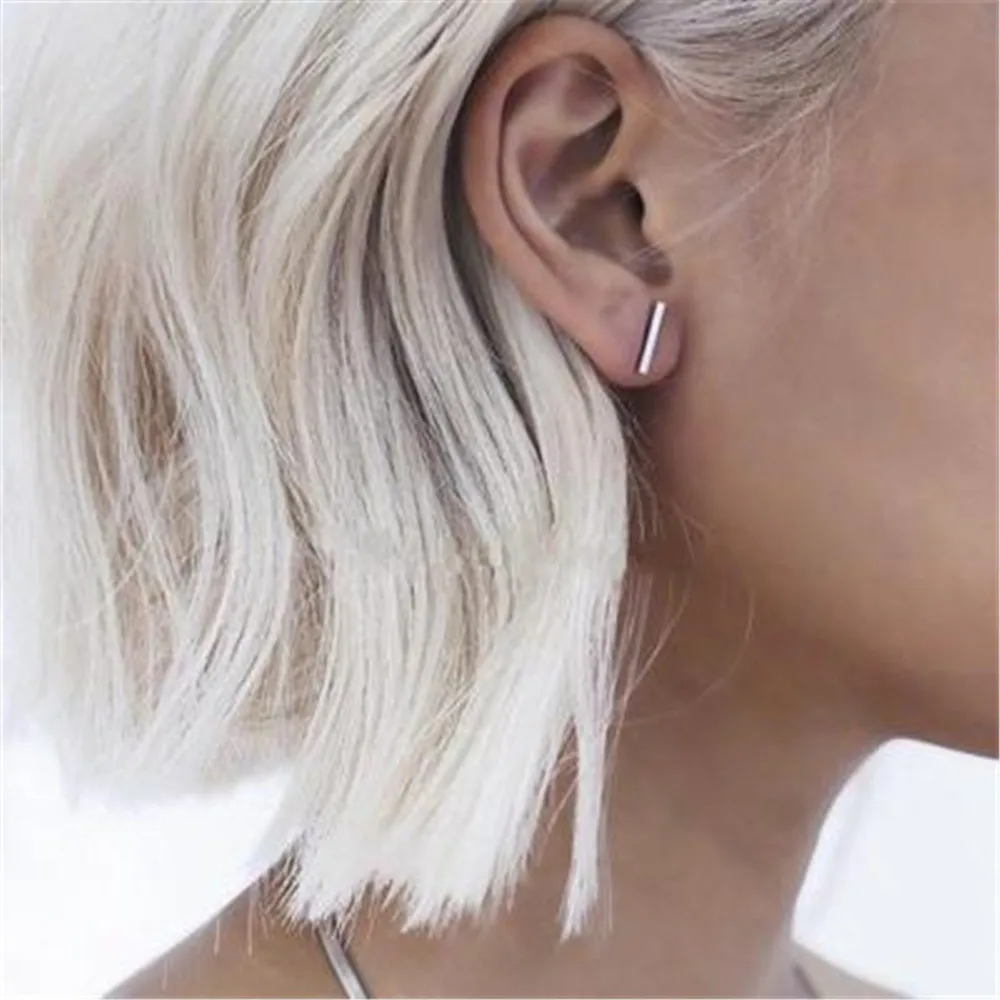 

2019 Fashion Punk Simple T Bar Earrings for Women Ear Stud Earrings Gold Silver Fine Jewelry Gifts Black Boho Geometry Earrings