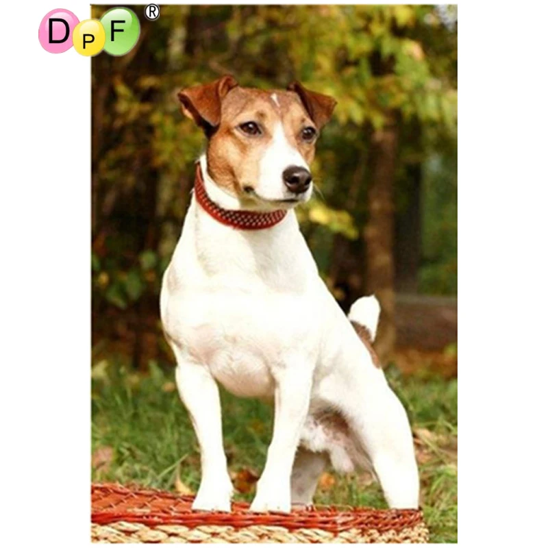 

DPF full Diamond Embroidery Animal Jack Russell Terrier Dog iamond Painting Cross Stitch Diamond Mosaic Needlework Christmas art