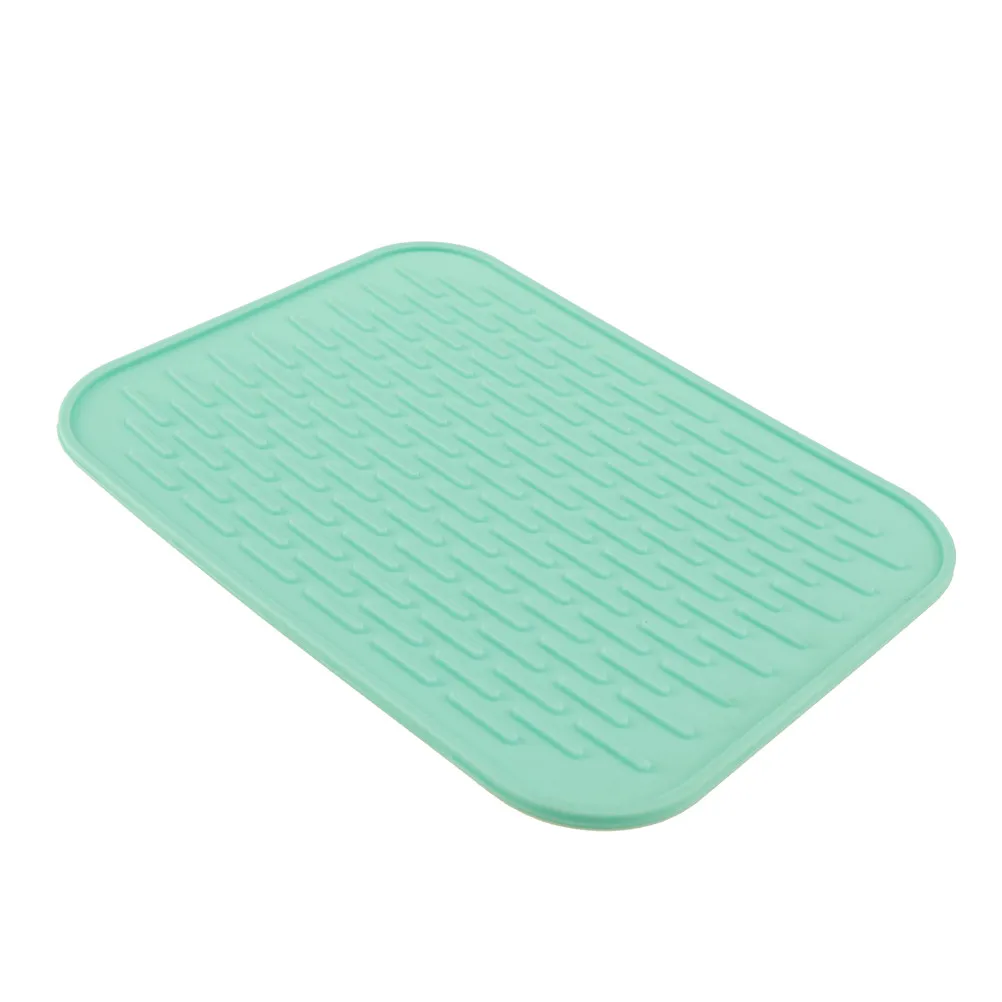 Красивый анти-горячий изоляционный коврик Нескользящая подставка для посуды сливной коврик для посуды - Цвет: green
