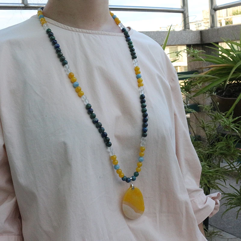 8 мм бусины Crazy Lapis и Amazonite JapaMala 108 Mala ожерелье натуральный камень медитация мантра