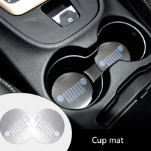 2 Pcs Stainless Steel Car Interior Accessories Shock Dustproof Non-slip Cup Mat Pad Fit for Jeep Cherokee 2014 2015 2016