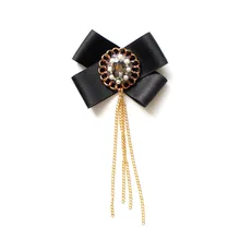 Модный женский ретро свитер рубашка воротник галстук-бабочка ручной работы из сплава металла Роскошный горный хрусталь бабочка кисточки форма Кристалл Галстук