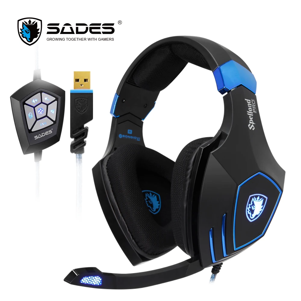 SADES Spellond Pro Bongiovi Acoustics DPS Gaming Headset Headphones Deep Bass Vibration Gamer  headphones