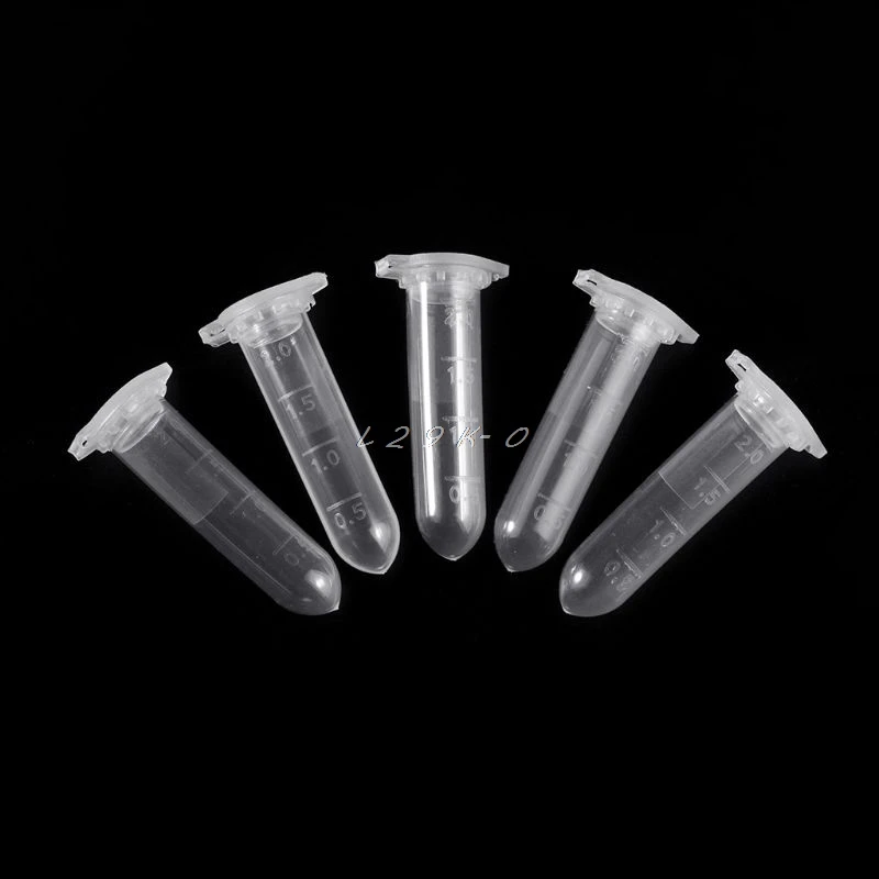Plastic Test Tubes 100Pcs 2ml Clear Plastic Vials Container Snap Cap Centrifuge Tubes Vials Sample Lab Container